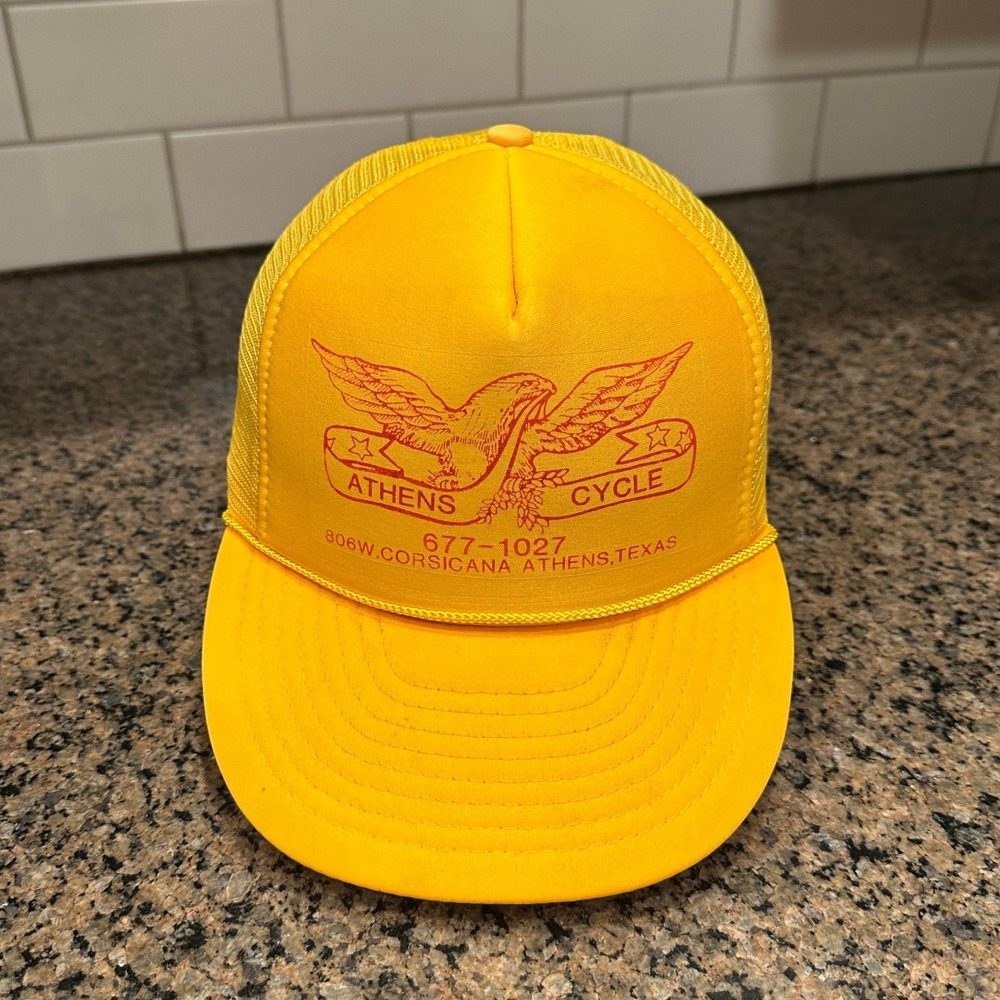 Vtg Athens Cycle Athens Texas Nissin Trucker Hat Snapback